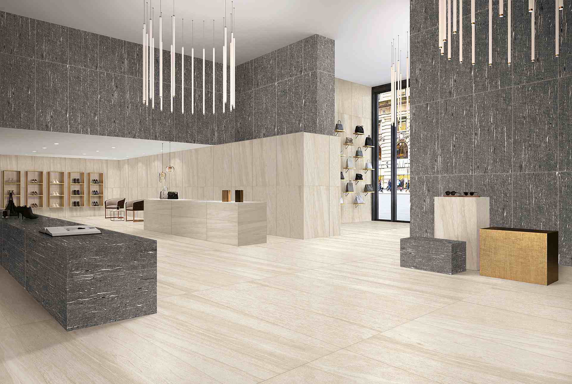 Light Grey Marble Effect Floor Tiles