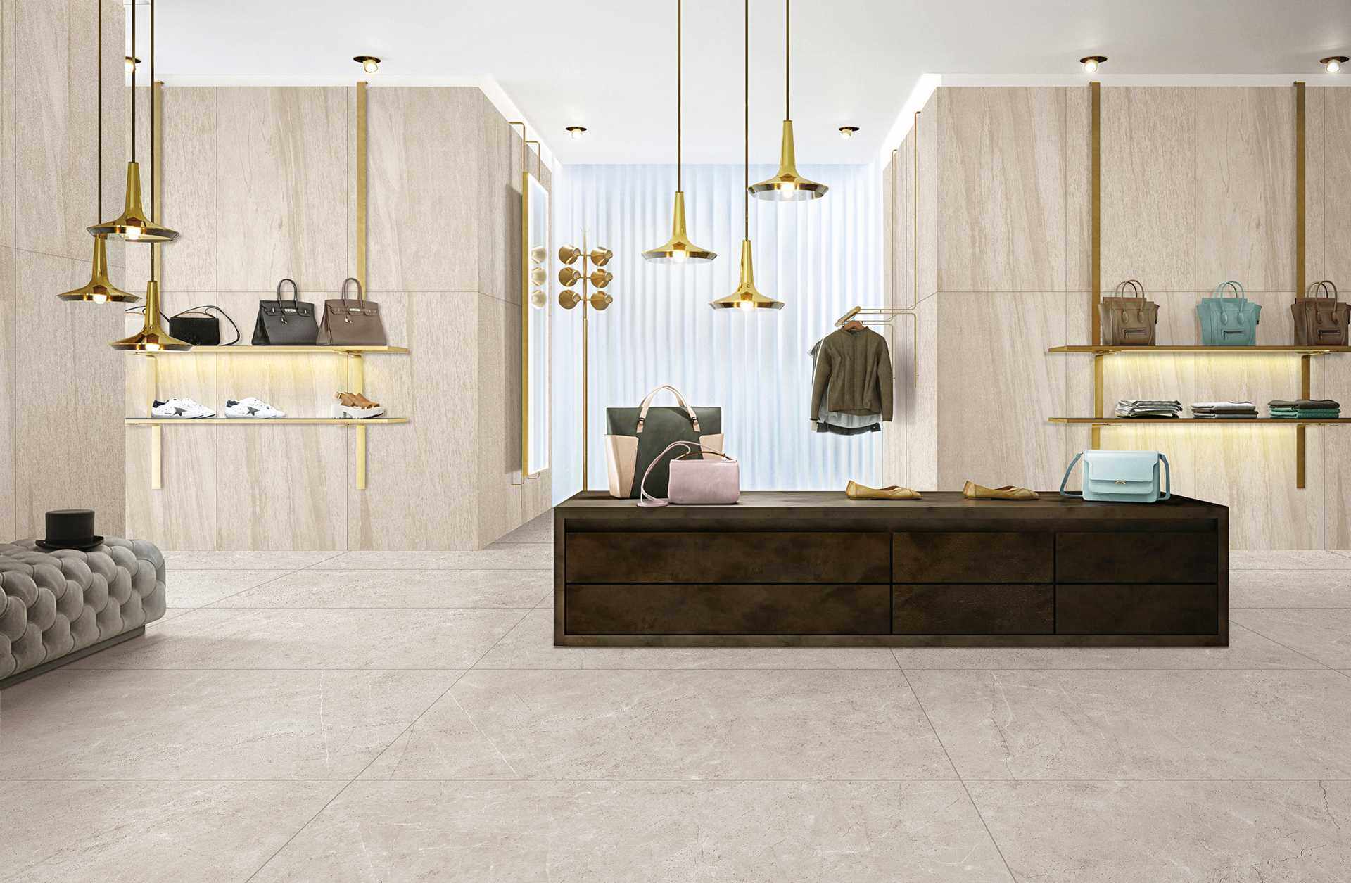 Light Grey Marble Effect Floor Tiles