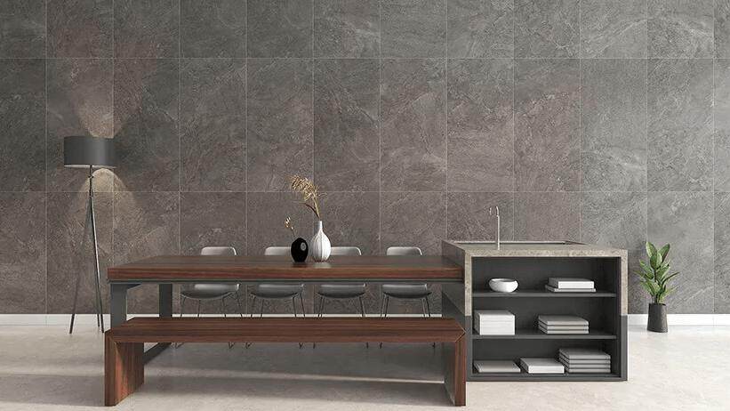 Heavy grey stone tiles